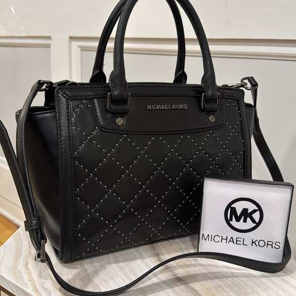 Michael Kors Handbags - Michael Kors Bag Vintage Selma Micro Studded Leather Satchel Bag